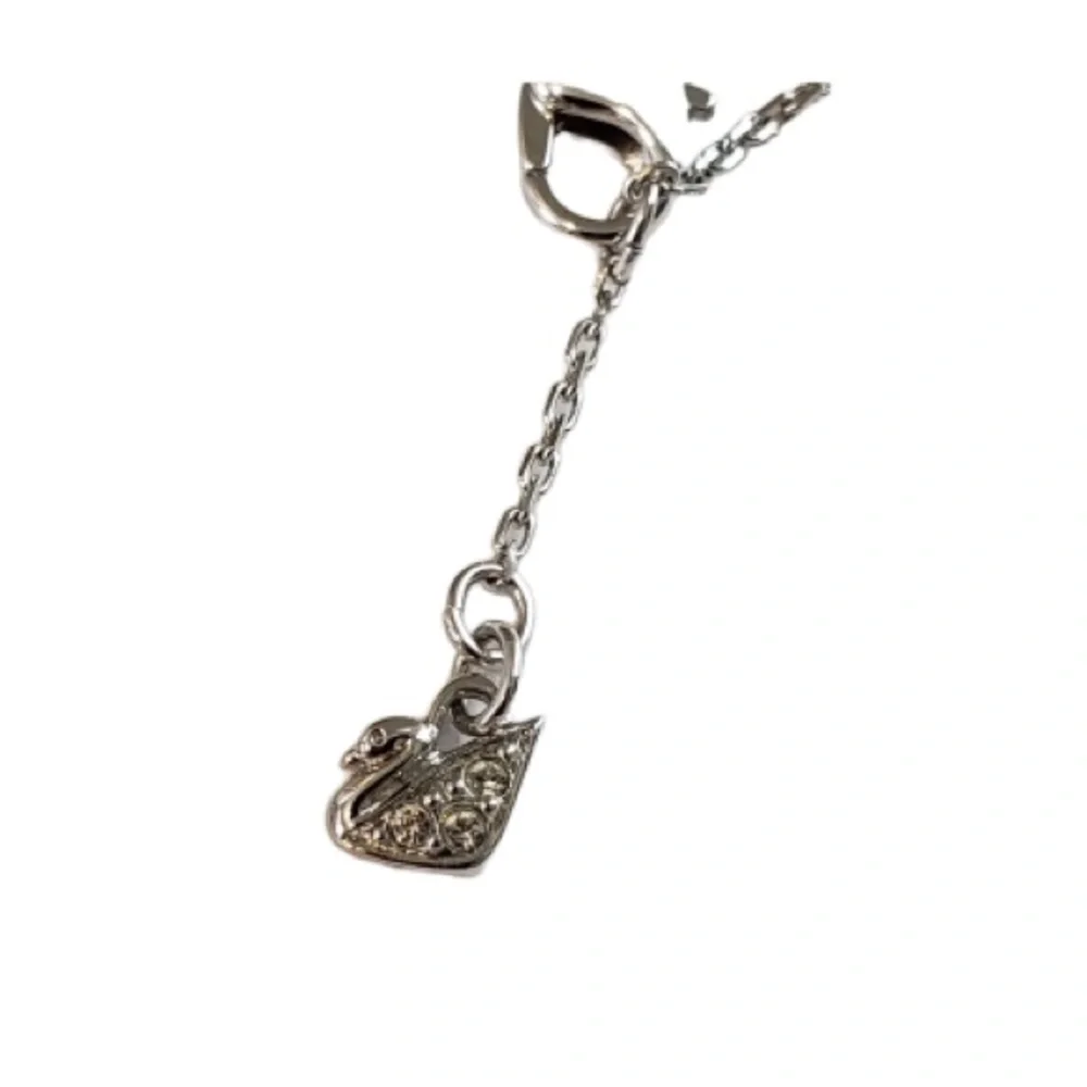 Swarovski Swan Necklace Double Sided Floating Heart Black and Clear Crystals - Picture 5 of 6